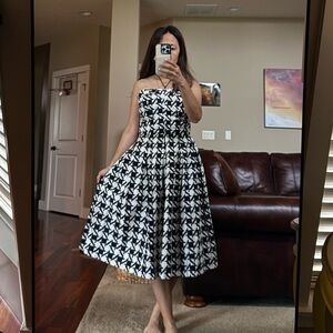 Vintage Black and Cream Dress Town California 50’s Houndstooth Cotton Blend